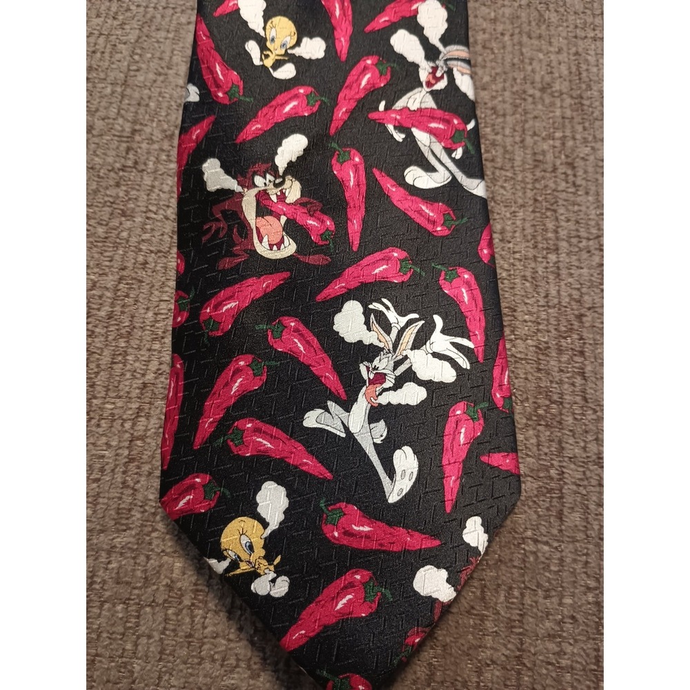 Vtg 1994 Necktie LOONEY TUNES Taz Red Hot Chili Pepper Mens Tie‎